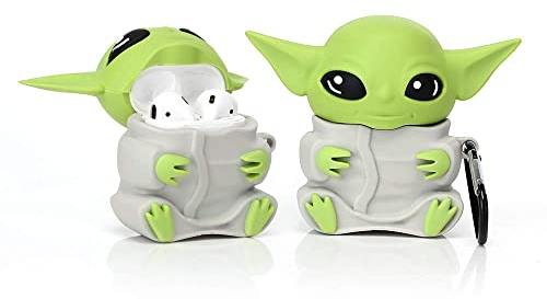 ZAHIUS Silikon Hülle Kompatibel mit Airpods 1 & 2 Case Cover Lustige Abdeckung [Yoda Alien] (Grau)