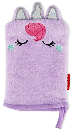 Legami - Make-up-Handschuh, wiederverwendbar, weicher Stoff, entfernt Make-up aus dem Gesicht, waschbar, hypoallergen, umweltfreundlich, 12 x 22,5 cm, Einhorn Thema