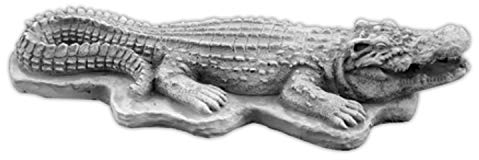 gartendekoparadies.de Krokodil, Steinfigur, H. 11 cm, 6 kg, Grau, frostsicher aus Steinguss für Außenbereich
