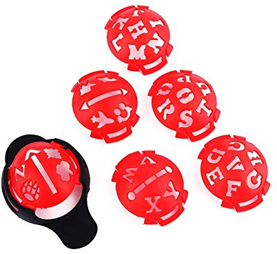 Buchstabenmuster Golfball Schreiberliner Schubladenvorlage, 6-in-1 Golfball Linienmarkierung, Markierungsausrichtungs Putting Werkzeug mit Markierungsbasis, Letter Alignment Marker