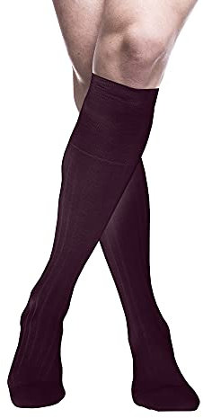 PETTI Artigiani Italiani - Calzini, Calze Uomo, Calzino Uomo, Calze Lunghe e Corte Uomo, 6 Paia Calze Uomo Filo di Scozia, 100% Made in Italy, Costina Lungo Bordeaux 39-41