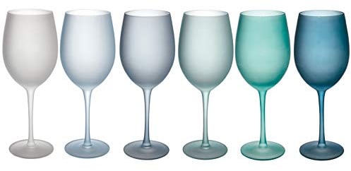 Villa d'Este Home Tivoli Shades of Blue Lot de 6 verres en verre givré 550 ml