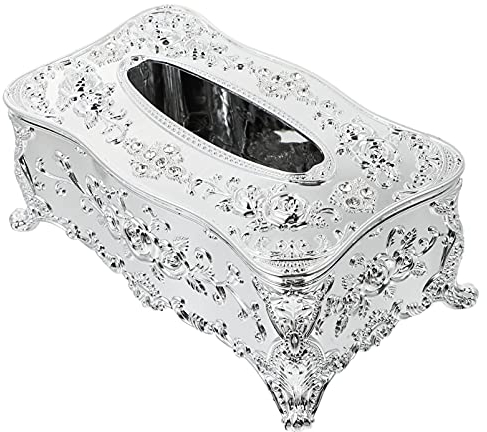 WINOMO Retro Tissue Box Kosmetiktücher Spender - Taschentuchbox für Feuchttücher - Für Büro, Küche, Wohnzimmer, Schlafzimmer, Schreibtisch - Silber