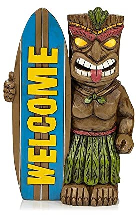 Willkommensschild Hängeschild Harz Surfboard Garten Statue Lampe Willkommen Surfbrett für Garten Garten Willkommenszeichen Dekorationen Hof Rasenorn Ornamente Welcome Schild