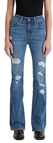 Levi's Women's Plus Size 726 High Rise Flare Jeans, Medium Indigo Destructed, 18 M