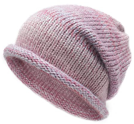 ZLYC Damen Strickmütze Slouchy Beanie Mütze Weich Winter Stretch Skull Cap(Farbverlauf Pink)