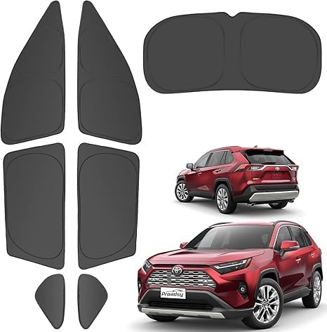 Proadsy Fenstersonnenblenden für Rav4 2019-2025, Sonnenschutz für Seitenfenster, Heckscheibe, dreieckige Fenster, UV-Strahlen und Sichtschutz für Baby/Camping, 7-teiliges Set
