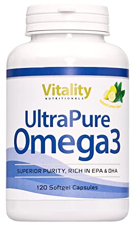 Oméga 3, Huile de Poissons Sauvages 2000 mg. 800mg EPA + 600mg DHA. Haute concentration de vitamines et d'acides gras essentiels. Vitality Nutritionals par Vitaminexpress