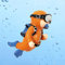 fazhongfa Süßer Schwimmender Taucher Aquarium Ornament - Betta Fische Spielzeug, Schwimm und Haustier Fische Spielset für Aquarium Szenen Arrangement (Orange)