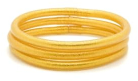 MAJALE - Bracelet Bouddhiste Femme - Bracelet jonc Bouddhiste en Or et Argent - Bracelet Tibetain Kumlai Porte Bonheur Souple et Léger - 100% Fait Main (L - Gold - Lot de 3)