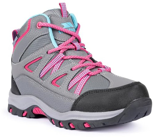 Trespass Kids Walking Boots Waterproof Mid Cut Gillon II Grey in Size - 15