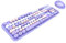 Ensemble Clavier et Souris,ERYUE Mofii Doux Clavier Souris Combo Couleur Mixte 2.4G sans Fil Clavier Souris Ensemble Circulaire Suspension Clé Cap pour PC Ordinateur Portable Violet