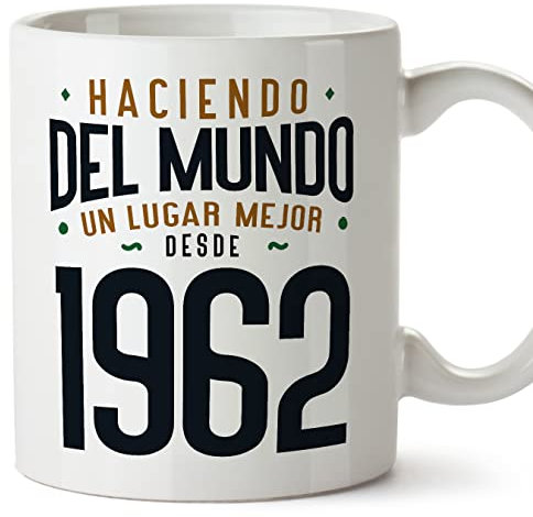 MUGFFINS Tazas 1962 Cumpleaños - En Español - Haciendo del Mundo un Lugar Mejor - 11 oz / 330 ml - Regalo original y divertido