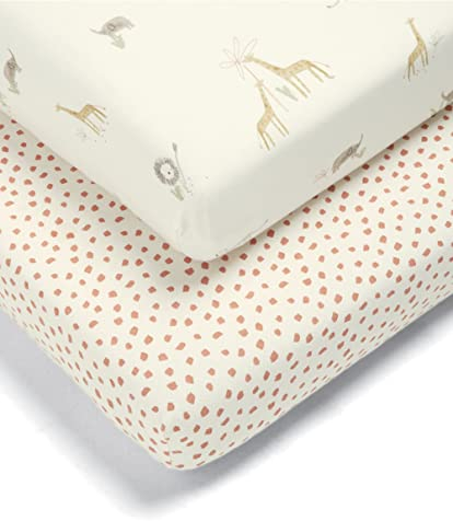Mamas & Papas Spannbettlaken für Kinderbett/Bett, Dschungel, 2 Stück