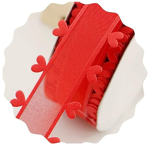 Chexin 40mm x 18m Rot Schleifenband mit Herzen, Geschenkband Herz-Band,Herzen Organzaband Organza Bänder, Tüllband Dekoband für Auto Hochzeit Deko Party Weihnachten Autoschmuck,Haarschleife DIY,Rot 1