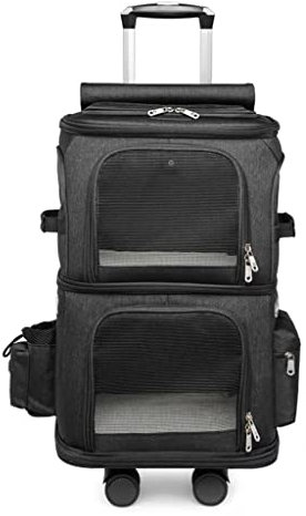 Doppellagiger Haustier-Katzen-Reiseträger mit Rädern, Faltbarer Hundewagen, Katzenwagen für 2 Katzen, tragbare Outdoor-Tasche, Haustier-Kinderwagen, weicher Transportwagen für Welp