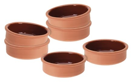 Spetebo Tazones de arcilla de 250 ml, juego de 6 unidades, refractarios esmaltados en el interior, cuencos de barro tradicionales para postres, aperitivos, aptos para horno y lavavajillas