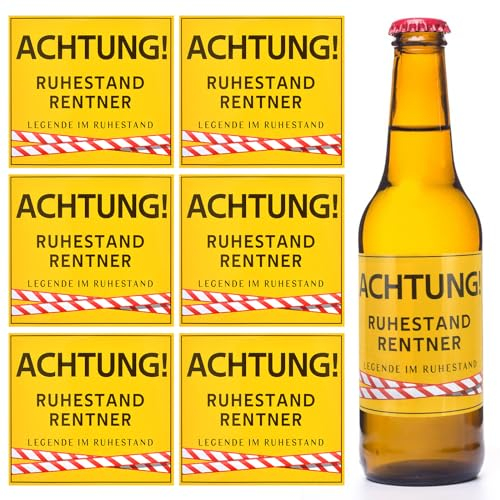CHCAES 12 Stück Selbstklebend Flaschenetiketten Rentnerin Bierflaschen Etiketten Ruhestand Geschenk Für Renteneintritt Geschenk Männer