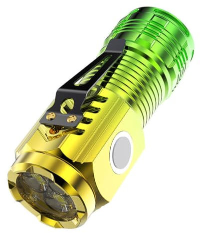 Mini lampe de poche monstre à trois yeux, lampe de poche super puissante, lampe de poche dégradée, lampes de poche LED rechargeables, lumens élevés pour l'extérieur et les urgences (Vert)