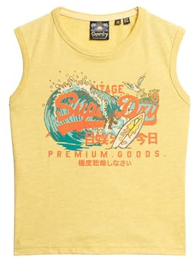 Superdry Damen Schmales LA Vintage Trägerhemd mit Logo-Grafik