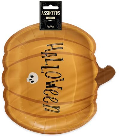 STC Pack 6 Assiettes Halloween Citrouille