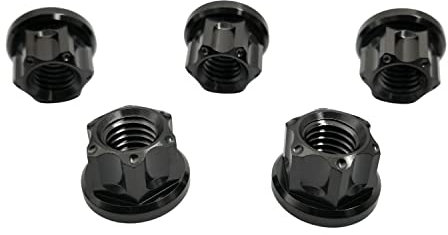 RISON-Titanium 5 Stück Titanmutter Flanschmutter M8, Sechskantmutter mit Flansch GR5 Titan Muttern Sicherungsmuttern Sechskantmuttern Stoppmuttern für Fahrrad, Motorrad, Auto