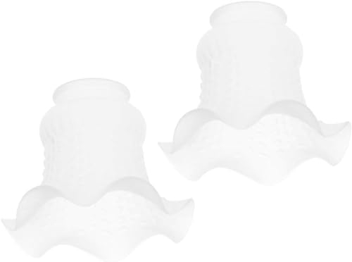 Tulip Bell Shape Vintage Frosted & Clear Glass Lamp Shade Replacement 2pcs