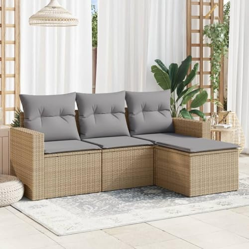 Homgoday 4-TLG. Trädgårdssoffa med kudde, trädgårdslounge soffa med förvaringsutrymme, balkongsoffa, balkongmöbler, trädgårdssoffa set, lounge, soffa, hörnsoffa, trädgård, sittgrupp, trädgårdsmöbler
