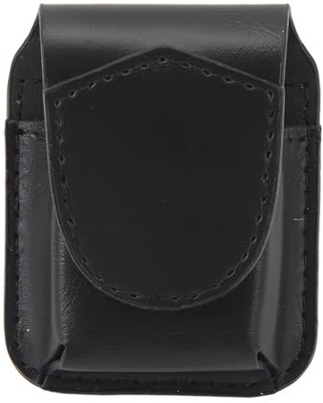 Tissting Feuerzeugtasche Leder Feuerzeugetui Halter 7,5cm Feuerzeug Aufbewahrungstasche mit Magnetschnalle, Feuerzeugschlitz für Damen und Herren Schwarz