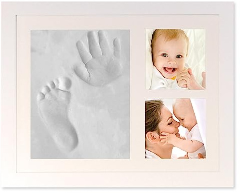 iPiccoli. Bilderrahmen für Hand- und Fußabdrücke, Geschenk zur Geburt oder Schwangerschaft, Geschenk für Mütter, Großeltern und Onkel, weiß, 30 x 24 cm
