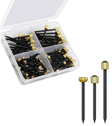 90 Pz Chiodi da Appendere con Testa in Ottone, 1,3/1,4/1,8 mm Chiodi da Parete per Quadri, Chiodi da Muro Piccoli per Immagini, Chiodi in Acciaio Nero, Chiodi di Sospensione per Appendere Cornice Foto