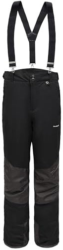 BenBoy Damen Skihose Schneehose Wasserdicht Warm Gefüttert Abnehmbaren Softshellhose Hosenträgerhose mit Verstellbarer Latzhose Outdoorhose Winddicht Snowboardhose Winter HXK7331W-Black1-S