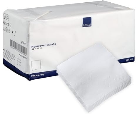 ABENA Gauze Pads, 100 Pack, 10x20cm Wound Dressings, Non-Sterile, Soft Absorbent Gauze for Wound Dressing, Non-Adhesive Dressings for Wounds
