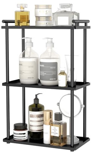 BETHOM 3 Tier Küchen Gewürzregal Standregale, Metall Regal Badezimmer Arbeitsplatte Organizer Stehend, Kosmetik Aufbewahrung für Vanity, Badezimmer, Küche, Wohnzimmer, Schlafzimmer (Schwarz)