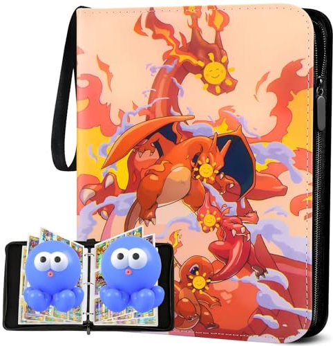Sammelalbum für Pokemon Karten,Sammelkarten Album 9-Pocket,900 Taschen Hefte für Karten mit 50 Seiten,PU-Material mit wasserdichter Oberfläche,Album Heft binder für Karten (L900)