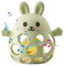 Arudyo Beißring Baby Beißspielzeug Zahnungshilfe aus Silikon Beißring Hase mit Glocke Zahnen Spielzeug & Greifring für Babys (Olive)