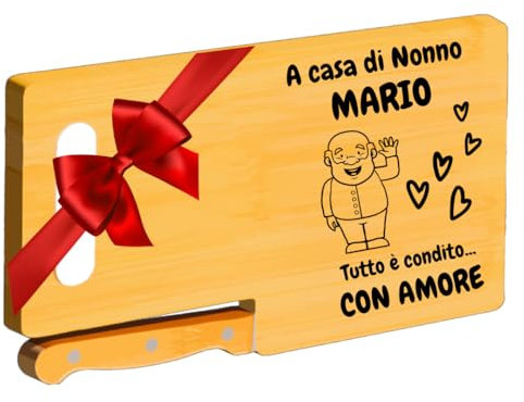 SBUGATTA|Regalo Nonno,Regalo Compleanno,Tagliere in Bambù Personalizzato,Idee Regalo, Idee Regali Nonni, Regalo Nonni Cucina, Regalo Festa dei Nonni, Regalo Natale