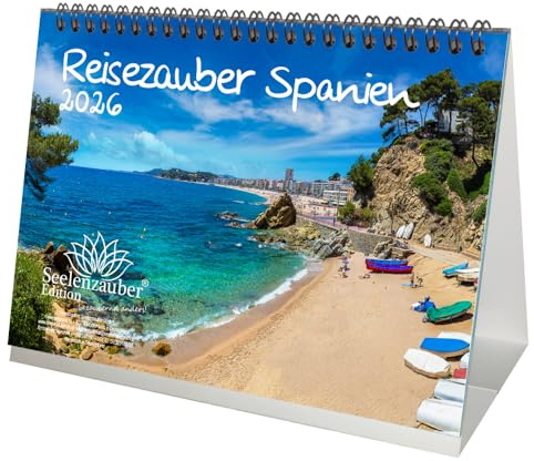 Seelenzauber Reisezauber Spanien DIN A5 Tischkalender für 2026 Madrid Urlaub Mediterran