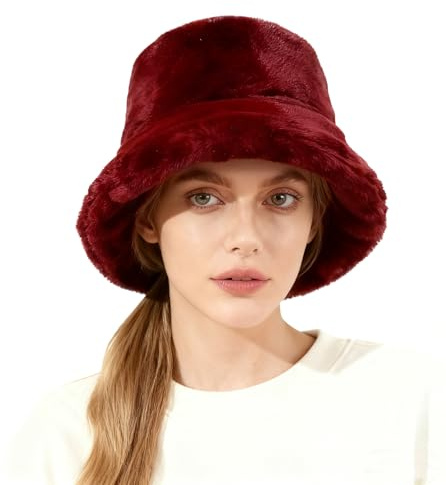 Lina & Lily Winter Pelzmütze Fischerhut Damen Herren aus Kunstfell