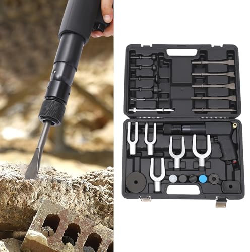 Kit marteau à air comprimé noir multifonction - Marteau pneumatique manuel - Marteau pneumatique multifonction - Pour réparation automobile, frappe de pièces de carrosserie