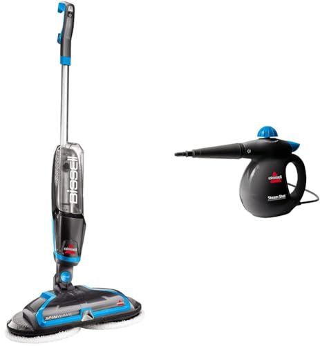 Bundle of BISSELL SpinWave Electric Mop + BISSELL SteamShot Handheld Steam Cleaner (2052E & 2635E)