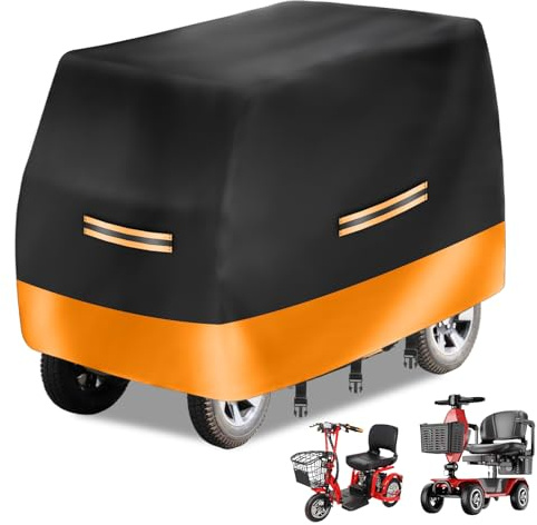 Elektromobil Abdeckhaube, 210D Oxford Roller Abdeckhauben, Universelle Abdeckplane für Elektromobil with Waterproof Strip, Reflective Strips, 3 Buckles and Large Storage Bag, 140×66×91 cm