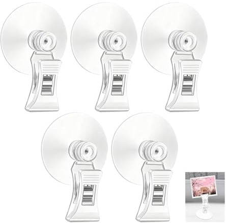 Pevlkawr Saugnapf Klammer Saugnapf-haken-clip-halter 5 Stück Saugnapf Mit Klemmen Für Aquarium Haken Clip Halter Parkscheinhalter Multifunktions-clip Für Glaswand Für Bad Büro Küche ﻿
