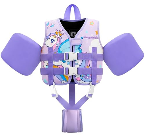 Gogokids Kinder Schwimmweste Schwimmärmel, Kleinkind Jacken-Stil Schwimm-Auftrieb Schwimmhilfe mit Verstellbaren Gurten Kinder Schwimmweste für 2-6 Jahre / 14-30 KG