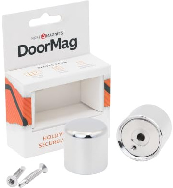 DoorMag Bifold Door Magnet, Magnetic Door Catch & Door Stop for Bi-Fold Folding Doors - Heavy Duty Magnetic Holder, Fixing Screws Included - Polished Chrome