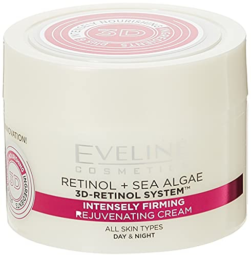 Eveline Cosmetics Retinol + Meeresalgen Straffende Tages-/Nachtcreme - Verjüngender Feuchtigkeitsspender für alle Hauttypen mit Seidenextrakt, Olivenöl und D-Panthenol - 50ml
