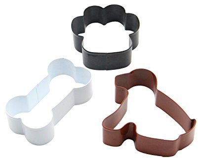 Shenghai Chien Ensemble d'emporte-pièces – 3 Pièces – Chien, pattes et os de chien Emporte-pièces en acier inoxydable