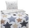 Hochwertige Biber Bettwäsche Baumwolle Sterne Blau Beige 135x200 80x80 Set 2tlg