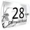 CS Printing House Number Sign Plaque Garden Glass Effect Acrylic Sign Door Plate Marble Wall Display 2 Part Branded Acrylic (Black Splash)