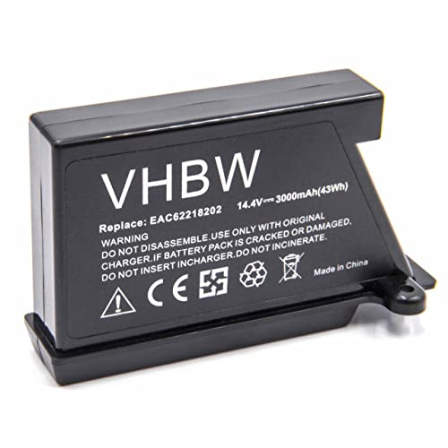 vhbw Akku kompatibel mit LG Hom-Bot VR62701LVM | VR6270LV, VR6270LVM, VR62701LVMB, VR6270LVB Staubsauger Schwarz (3000 mAh, 14,4 V, Li-Ion)